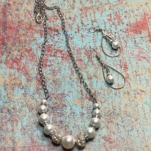 Faux Pearl & Rhinestone set